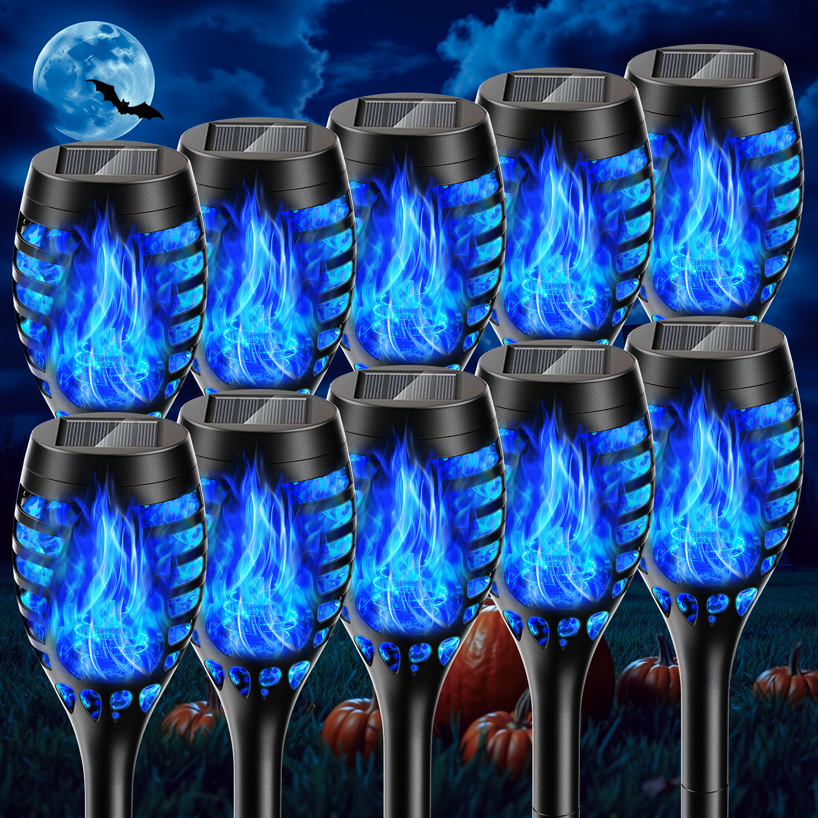 Blue flame solar lights top